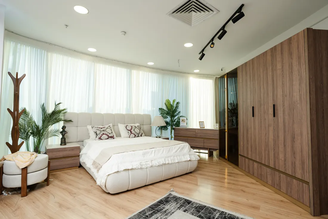 Brown master bedroom